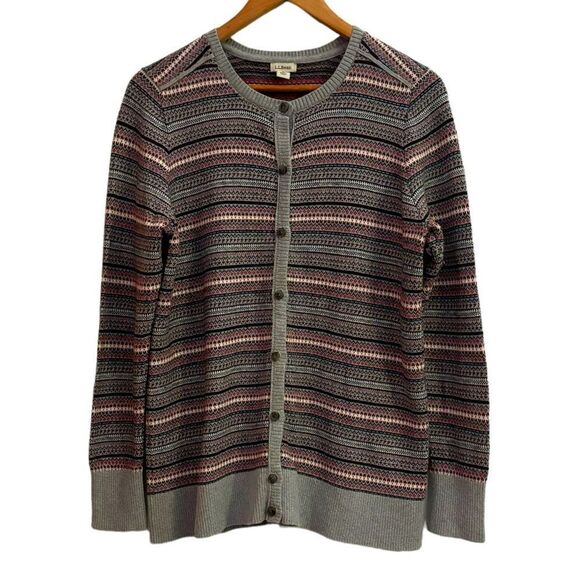 L. L. Bean Women’s Fair Isle Button Up Cardigan Sweater Large - Picture 1 of 6